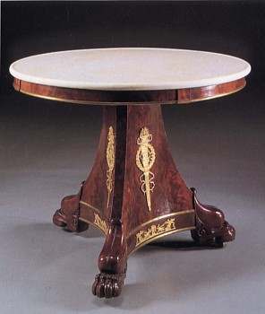 Work:&nbsp;19th Century FRENCH Late Empire Ormolu-Mounted Mahogany Center Table, 1810-1815